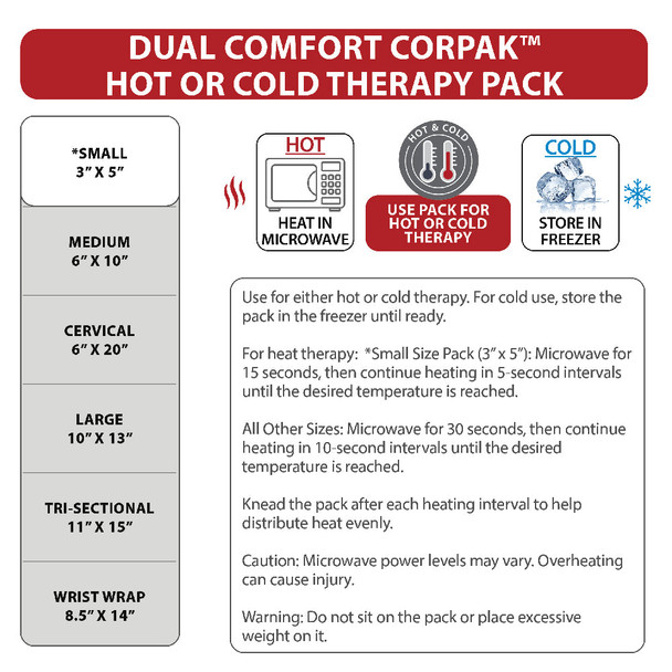 Core Products Dual Comfort CorPak Hot & Cold Therapy Pack and – 5 Configurations – Sizes Small to Large