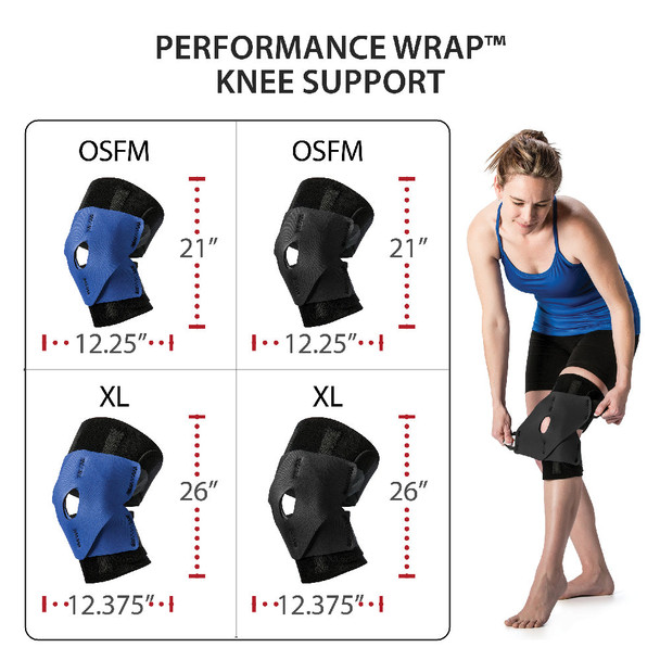 Core Products Performance Wrap Knee Support Brace – 2 Configurations – Sizes Large to One Size