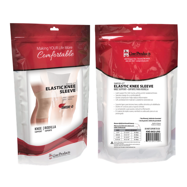 Core Products Swede-O Elastic Knee Support – 4 Configurations – Sizes Small to X Large – OEM Supply