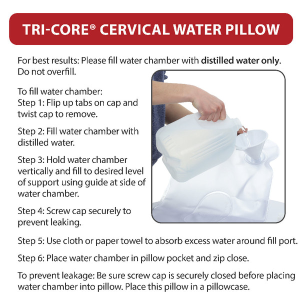 Core Products Tri-Core Water Pillow Adjustable Cervical Support Pillow – Single Configuration