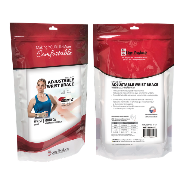 Core Products Swede-O Adjustable Bilateral Wrist Brace – 4 Configurations – Sizes Small to X Large