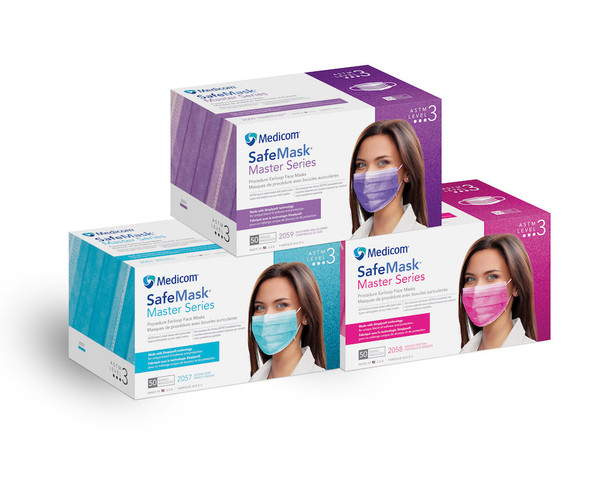 Medicom SafeMask Master Series Procedure Earloop Face Masks – 3 Configurations – ASTM Levels 1, 2 and 3