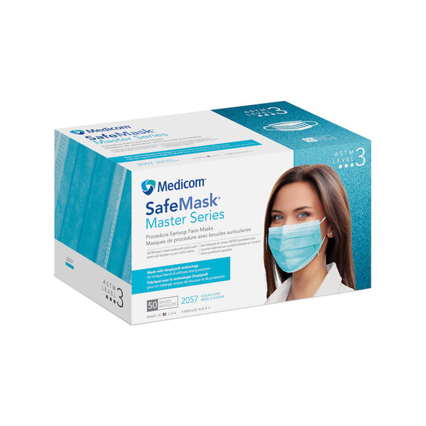 Medicom SafeMask Master Series Procedure Earloop Face Masks – 3 Configurations – ASTM Levels 1, 2 and 3