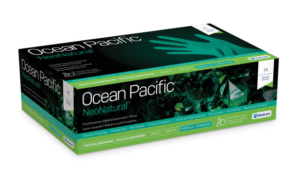 Medicom Ocean Pacific NeoNatural Polychloroprene Exam Gloves – 5 Configurations – Sold as 100/bx, 10 bx/cs