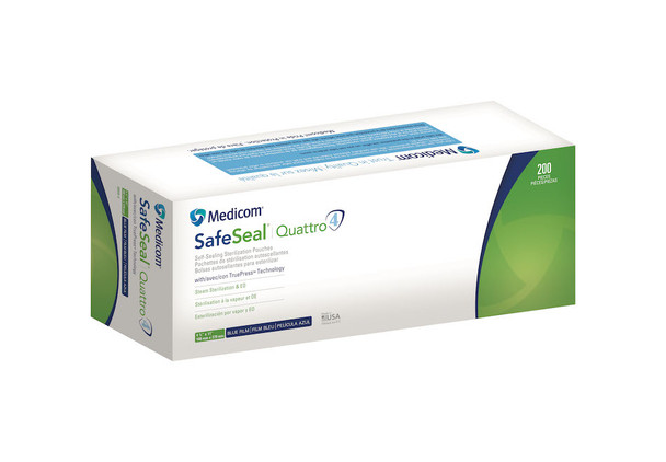 Medicom SafeSeal Quattro Sterilization Pouches – 11 Configurations – Sold as 200/bx, 6 bx/cs