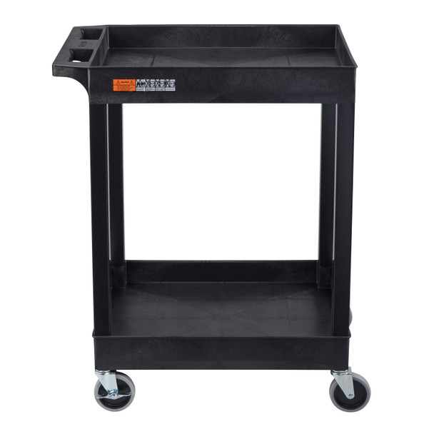 Luxor TUFFY 34" H Two-Shelf Multi-Purpose Utility Cart 27.25x18x34.25 in with 2 Shelves Plastic Build