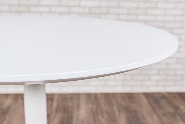 Luxor Mobile Pneumatic Height Adjustable Round Café Table, 36" W x 31.5" D x 27.6" - 42.4" H, White