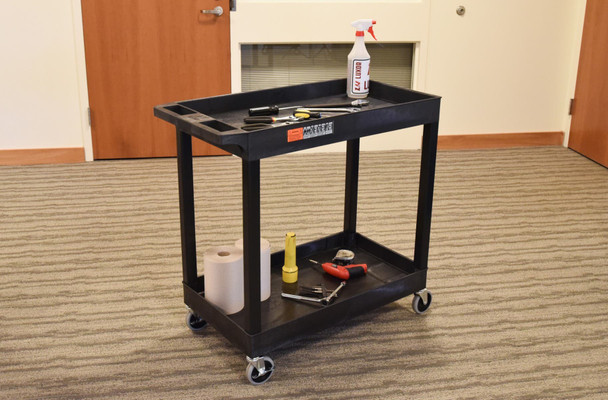 Luxor TUFFY XL Two-Shelf Multi-Purpose Utility Cart, 32" x 18" 35.25x18x34.25 in with 2 Shelves