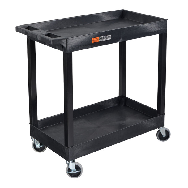 Luxor TUFFY XL Two-Shelf Multi-Purpose Utility Cart, 32" x 18" 35.25x18x34.25 in with 2 Shelves