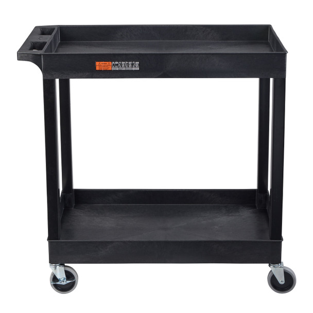 Luxor TUFFY XL Two-Shelf Multi-Purpose Utility Cart, 32" x 18" 35.25x18x34.25 in with 2 Shelves