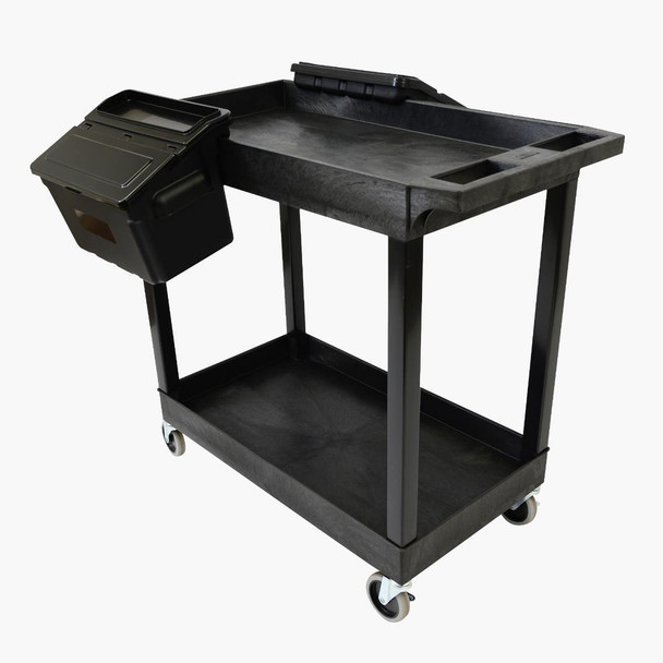 Luxor 32" x 18" Tub Cart - Two Shelves with Outrigger Utility Cart Bins 35.25x18x34.25 in with 2 Shelves
