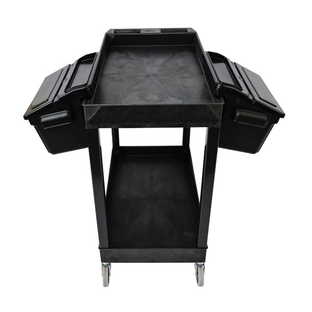 Luxor 32" x 18" Tub Cart - Two Shelves with Outrigger Utility Cart Bins 35.25x18x34.25 in with 2 Shelves