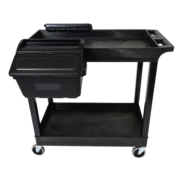Luxor 32" x 18" Tub Cart - Two Shelves with Outrigger Utility Cart Bins 35.25x18x34.25 in with 2 Shelves