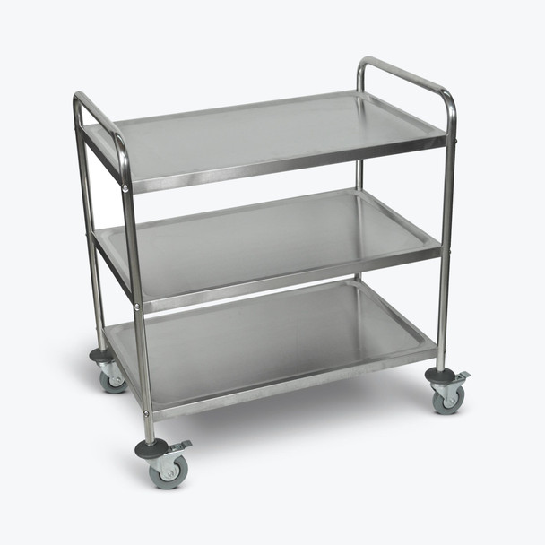 Luxor 37"H Large Stainless Steel Cart - 3 Shelves 33.5x21x37 in Locking Design with Locking Security