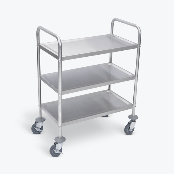 Luxor 37" H Stainless Steel Cart - Three Shelves 26x16x37 in Rolling Casters Locking Design