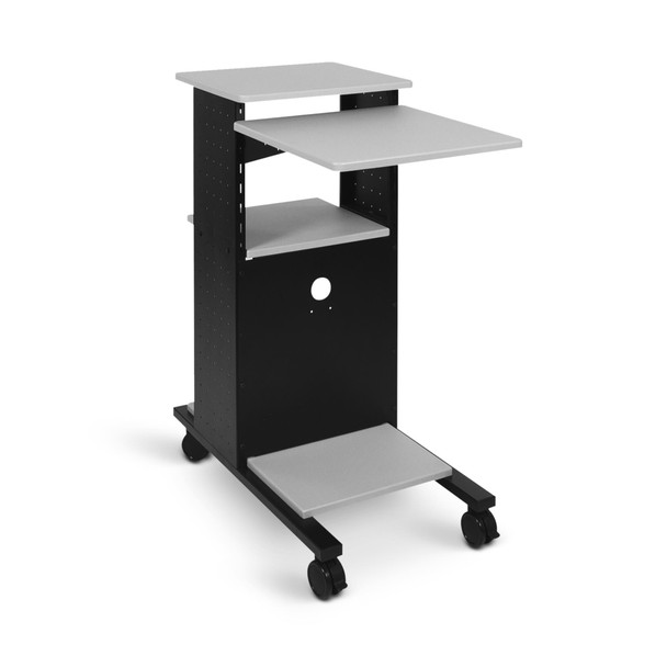 Luxor 4-Shelf Rolling Presentation Station, 18" W x 34.25" D x 40" H, Gray/Black 18x34.25x40 in