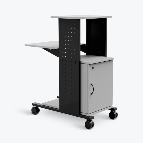 Luxor Mobile Presentation Station with Cabinet and Electric 18x34.25x40 in Steel Build Rolling Casters