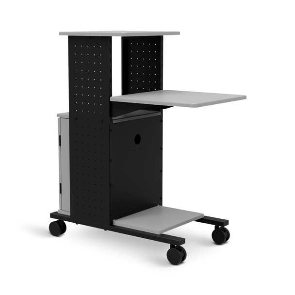 Luxor Mobile Presentation Station with Cabinet and Electric 18x34.25x40 in Steel Build Rolling Casters