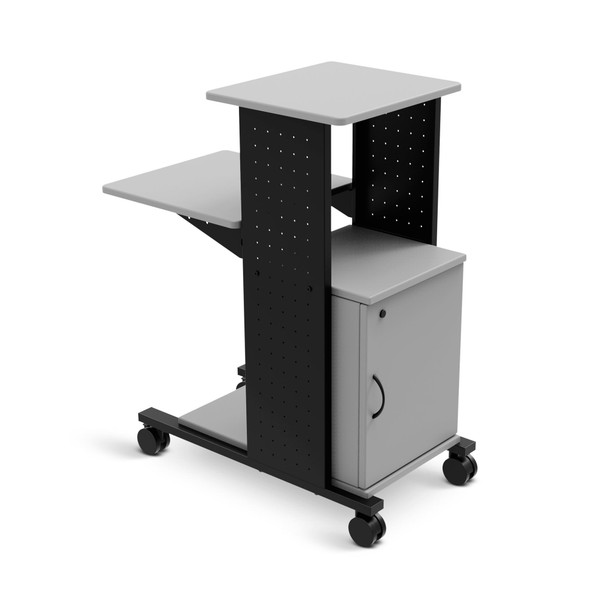 Luxor Mobile Presentation Station with Cabinet and Electric 18x34.25x40 in Steel Build Rolling Casters