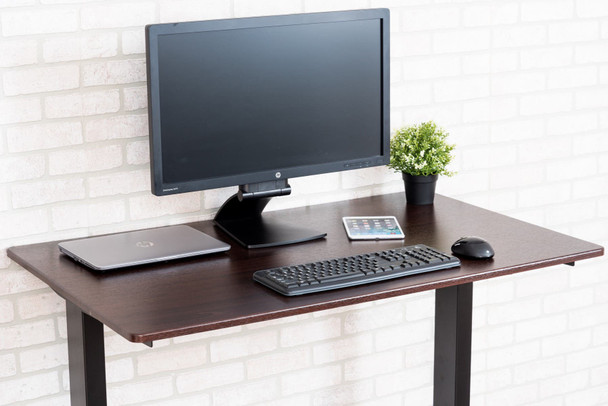 Luxor Mobile Crank Height Adjustable Standing Desk, 47.25" W x 29.5" D x 29.5" - 48.5" H, Black/Dark Walnut