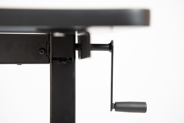 Luxor Mobile Crank Height Adjustable Standing Desk, 59" W x 29.5" D x 29.5" - 48.5" H, Black/Dark Walnut