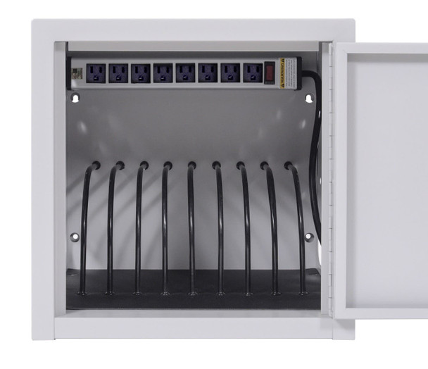 Luxor Secure Wall-Mount/Desktop 8-Device Chromebook and Tablet Charging Locker, Gray 14x14x14 in
