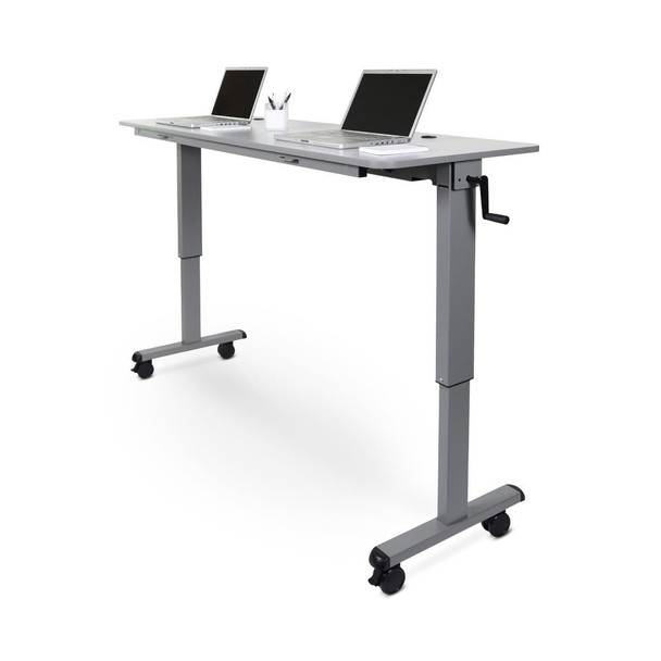 Luxor Mobile Crank Height Adjustable Nesting Standing Desk with Flip Top 59x23.6x30 in Rolling Casters