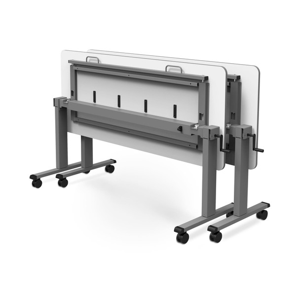 Luxor Mobile Crank Height Adjustable Nesting Standing Desk with Flip Top 59x23.6x30 in Rolling Casters