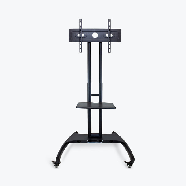 Luxor Adjustable-Height Rolling TV Stand, 32.75" W x 28.75" D x 46.5"-62.5" H, Black 32.75x28.75x46.5 in