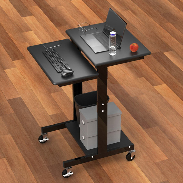 Luxor 3-Shelf Adjustable Presentation Workstation, 24" W x 31" D x 39"-45" H, Black 24x31x39 in