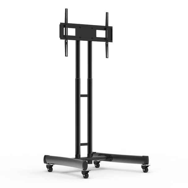 Luxor Adjustable-Height Rolling TV Stand, 31.4" W x 28.1" D x 48.4"-68" H, Black Rolling Casters