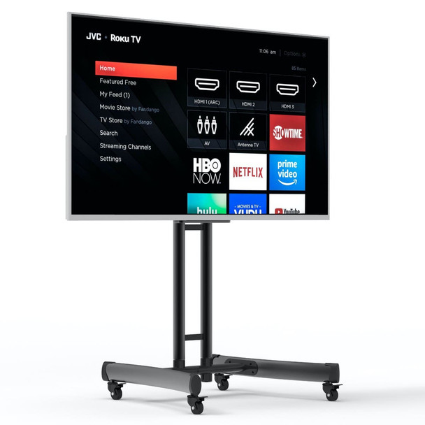 Luxor Adjustable-Height Rolling TV Stand, 31.4" W x 28.1" D x 48.4"-68" H, Black Rolling Casters