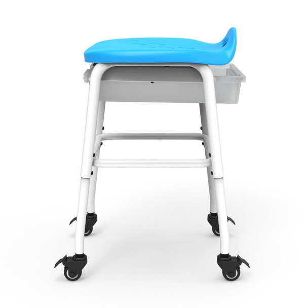 Luxor Adjustable Height Mobile Stackable Classroom Stool with Storage, Blue/White Locking Design