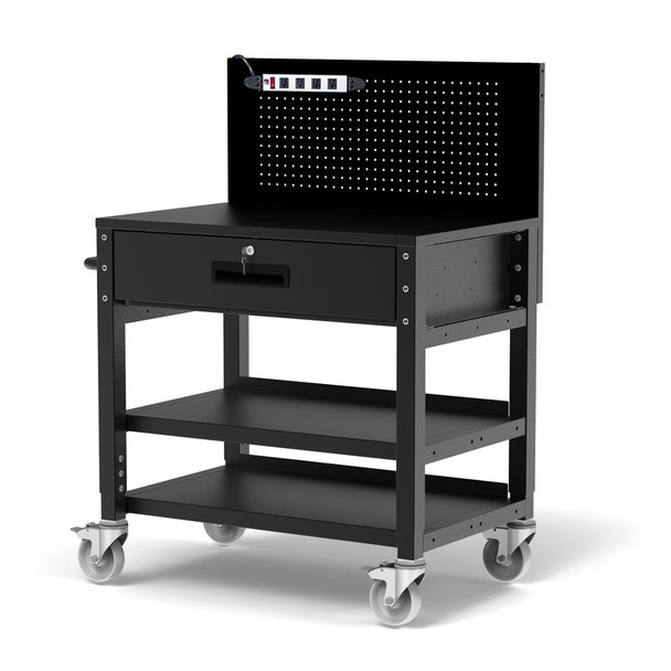 Luxor Heavy-Duty Mobile Workstation Steel Build Locking Design with Locking Security Commercial Grade Build