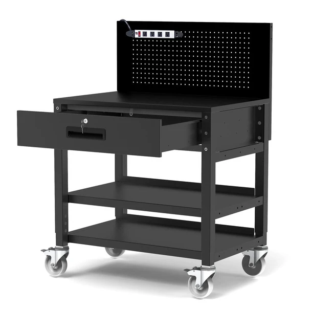 Luxor Heavy-Duty Mobile Workstation Steel Build Locking Design with Locking Security Commercial Grade Build