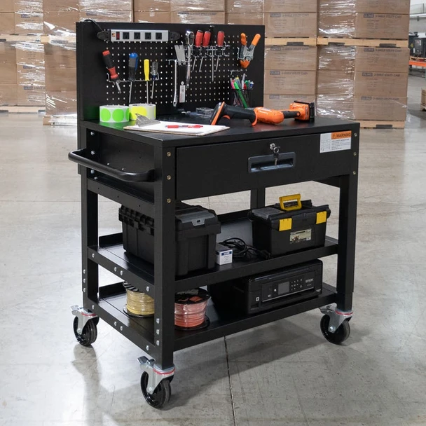 Luxor Heavy-Duty Mobile Workstation Steel Build Locking Design with Locking Security Commercial Grade Build