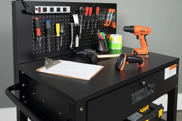 Luxor Heavy-Duty Mobile Workstation Steel Build Locking Design with Locking Security Commercial Grade Build