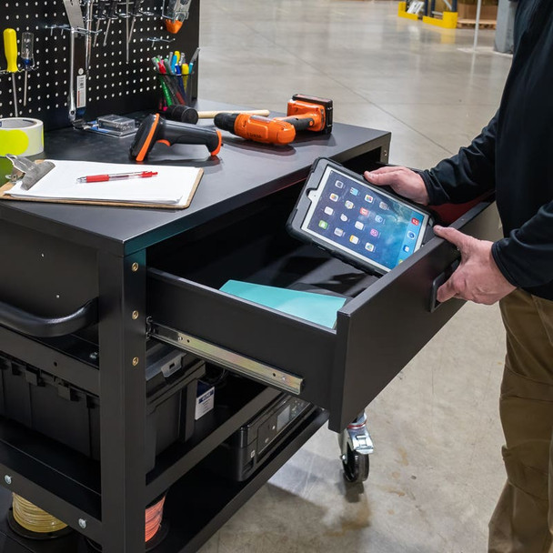 Luxor Heavy-Duty Mobile Workstation Steel Build Locking Design with Locking Security Commercial Grade Build