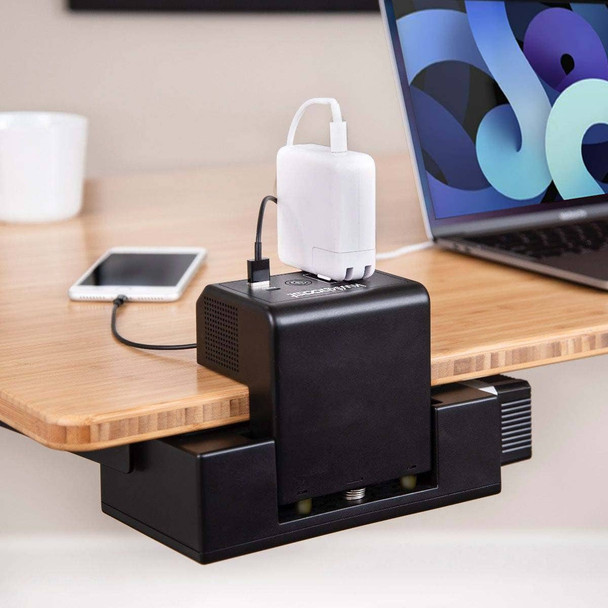 Luxor Clamp-On Desktop Charging Station - KwikBoost EdgePower for 3 devices with AC Outlets