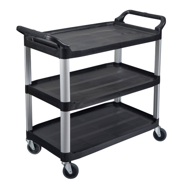 Luxor Large Serving Cart - Three Shelves 40.5x19.75x37.25 in with 3 Shelves Aluminum Build