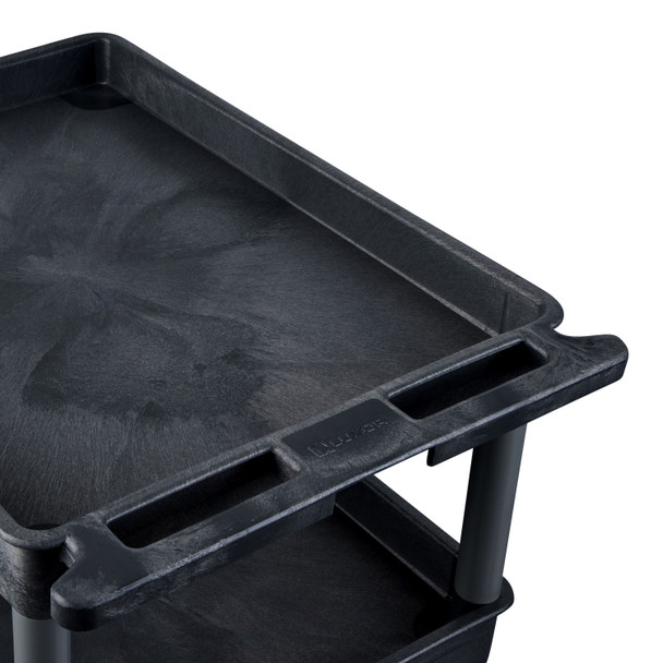 Luxor ENDURA XL 34" H Three-Shelf Utility Cart, 32" W x 24" D, Black, Tub Shelves with 3 Shelves