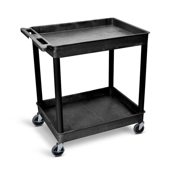 Luxor ENDURA XL 38" Two-Shelf Utility Cart, 32" x 24" 32x24x37.5 in with 2 Shelves Foam Plastic Build