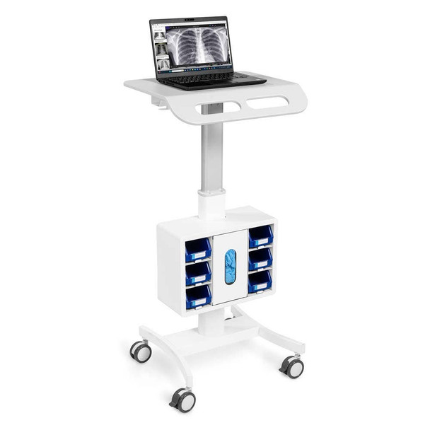 Luxor Vitalize Laptop Cart - Adjustable Height Rolling Medical Cart with Storage 24.25 lbs Capacity