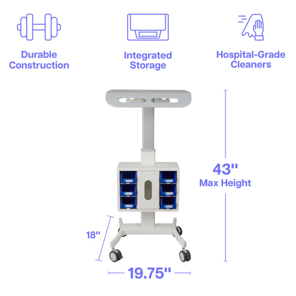 Luxor Vitalize Laptop Cart - Adjustable Height Rolling Medical Cart with Storage 24.25 lbs Capacity