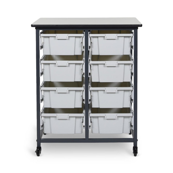Luxor Mobile Bin Storage Unit - Double Row with Large Gray Bins 30.75x20x37.5 in Steel Build