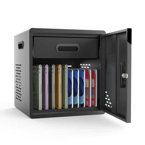 Luxor Secure Mobile/Freestanding Charging Locker 15x15x16.75 in for 10 devices Powder-Coated Steel Build