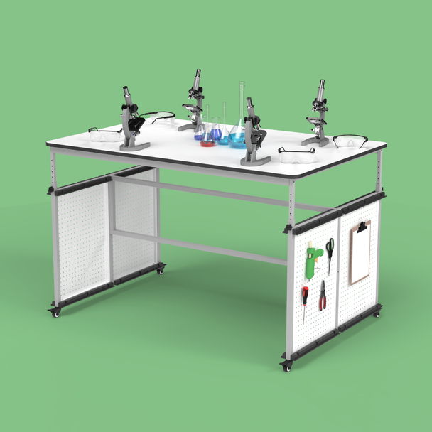 Luxor Mobile Modular Height Adjustable Makerspace and Lab Table, 60.25" W x 39.25" D x 32" - 38" H,