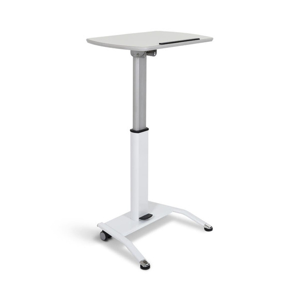 Luxor Mobile Pneumatic Adjustable Height Tilting Laptop Lectern Podium 25.5x17x28 in Aluminum Build