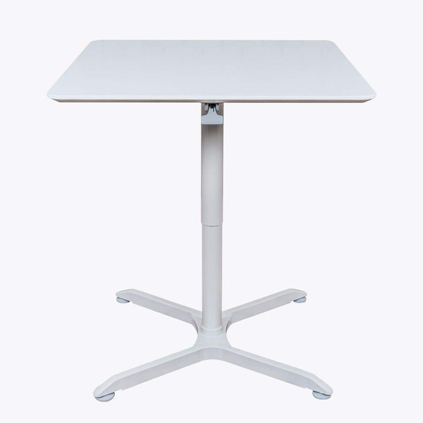 Luxor Mobile Pneumatic Height Adjustable Square Café Table 110 lbs Capacity Steel Build Rolling Casters