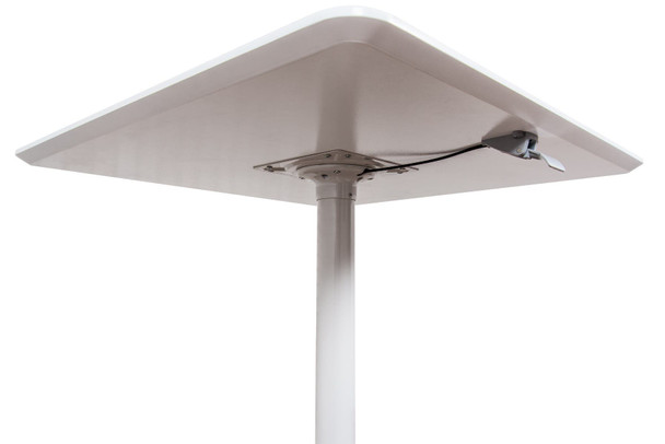 Luxor Mobile Pneumatic Height Adjustable Square Café Table 110 lbs Capacity Steel Build Rolling Casters